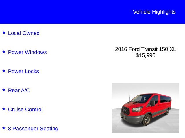 Used 2016 Ford Transit 150 XL RWD image 2