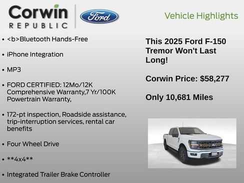 Certified 2025 Ford F150 Tremor w/ Tow/Haul Package image 20