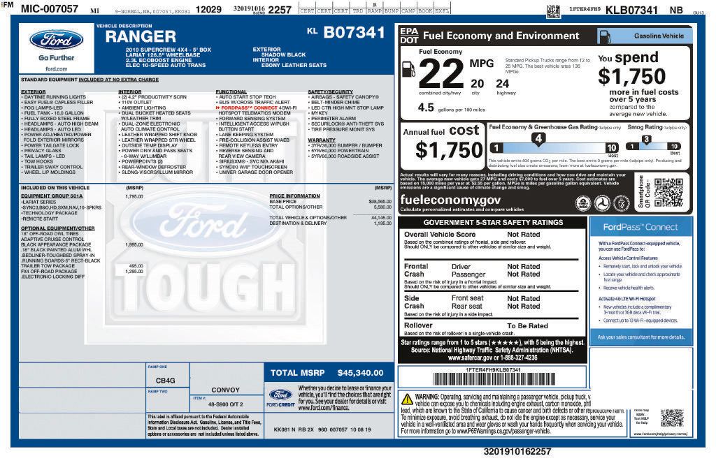 Used 2019 Ford Ranger Lariat w/ Black Appearance Package AWD/4WD image 11
