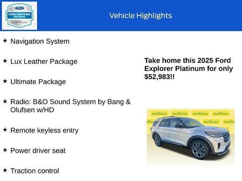 Certified 2025 Ford Explorer Platinum w/ Ultimate Package image 18