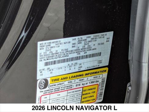 New 2026 Lincoln Navigator L Reserve w/ Jet Appearance Package AWD/4WD image 15