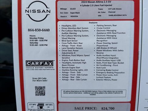 Certified 2024 Nissan Altima 2.5 SV FWD image 27
