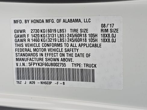 Used 2018 Honda Ridgeline RTL-T image 33