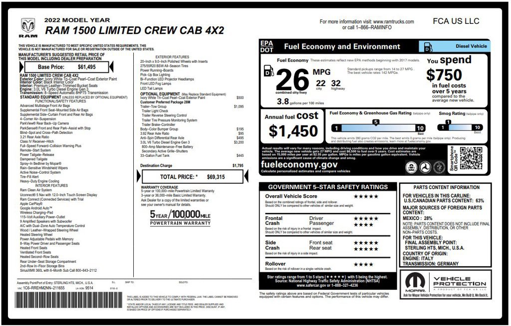 Used 2022 RAM 1500 Limited w/ Trailer Tow Group RWD image 3