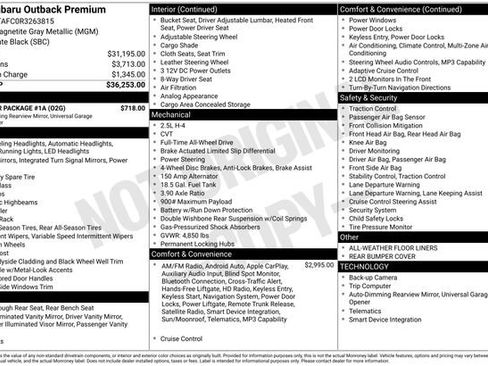 Certified 2024 Subaru Outback Premium w/ Popular Package #1A AWD/4WD image 33