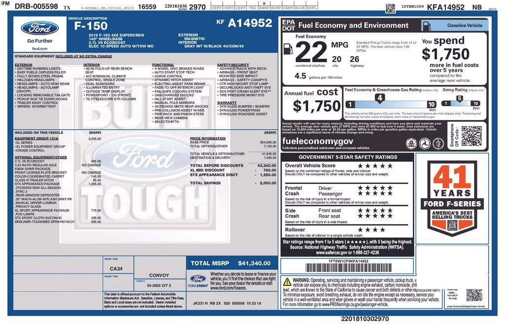 Used 2019 Ford F150 XL w/ Equipment Group 101A Mid RWD image 6