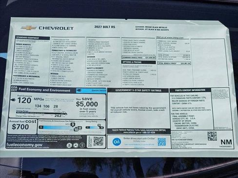 New 2027 Chevrolet Bolt RS w/ Technology Package FWD image 17