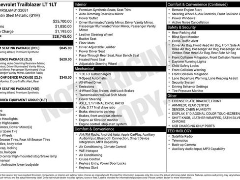 Used 2021 Chevrolet TrailBlazer LT w/ Premium Seating Package AWD/4WD image 2