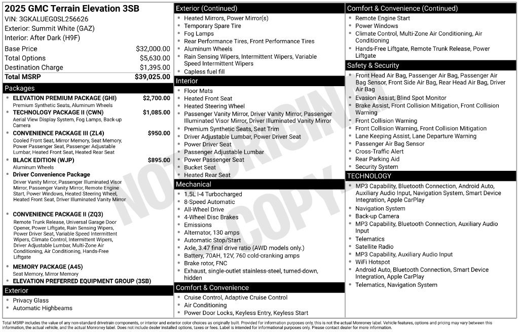 Used 2025 GMC Terrain Elevation w/ Elevation Premium Package AWD/4WD image 6