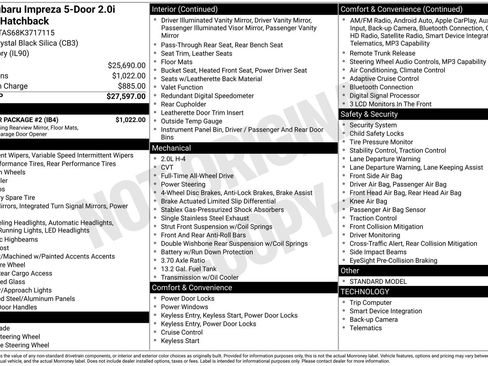 Used 2019 Subaru Impreza 2.0i Limited w/ Popular Package #2 image 14