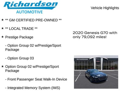 Used 2020 Genesis G70 2.0T w/ Prestige Package AWD/4WD image 11