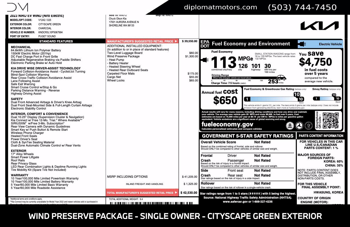 Used 2023 Kia Niro Wind w/ Wind Preserve Package FWD image 2