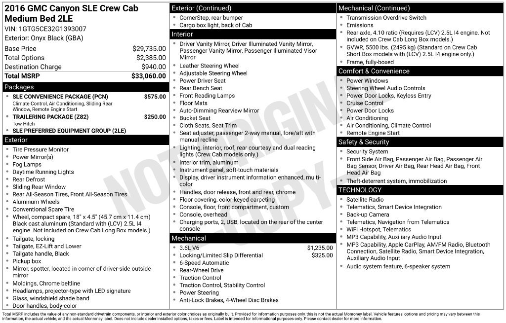 Used 2016 GMC Canyon SLE w/ SLE Convenience Package RWD image 4