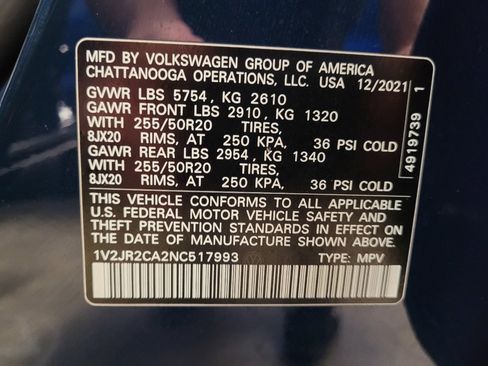 Used 2022 Volkswagen Atlas SE w/ Panoramic Sunroof Package FWD image 33