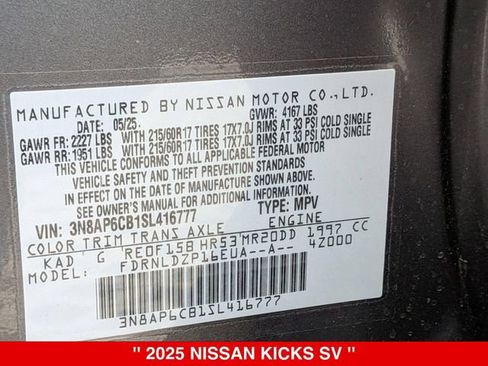 Certified 2025 Nissan Kicks SV AWD/4WD image 39