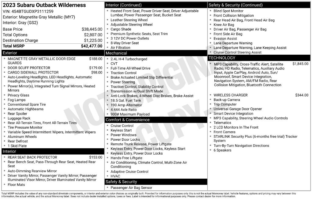 Used 2023 Subaru Outback Wilderness AWD/4WD image 27