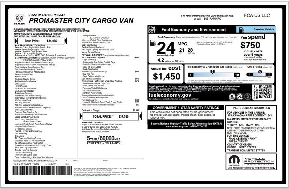Used 2022 RAM ProMaster City Tradesman FWD image 2