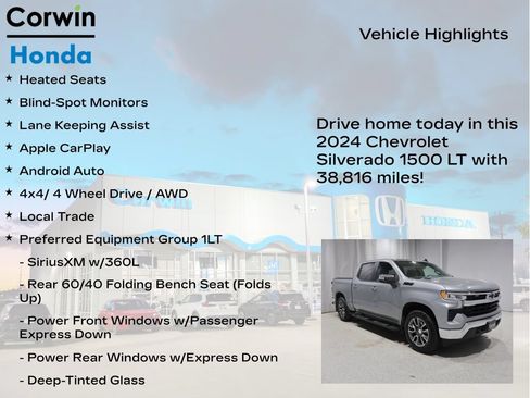 Used 2024 Chevrolet Silverado 1500 LT w/ Z71 Off-Road Package AWD/4WD image 7