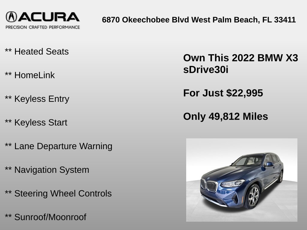 Used 2022 BMW X3 sDrive30i w/ Convenience Package RWD image 12