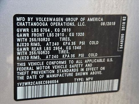 Used 2019 Volkswagen Atlas SE FWD image 24