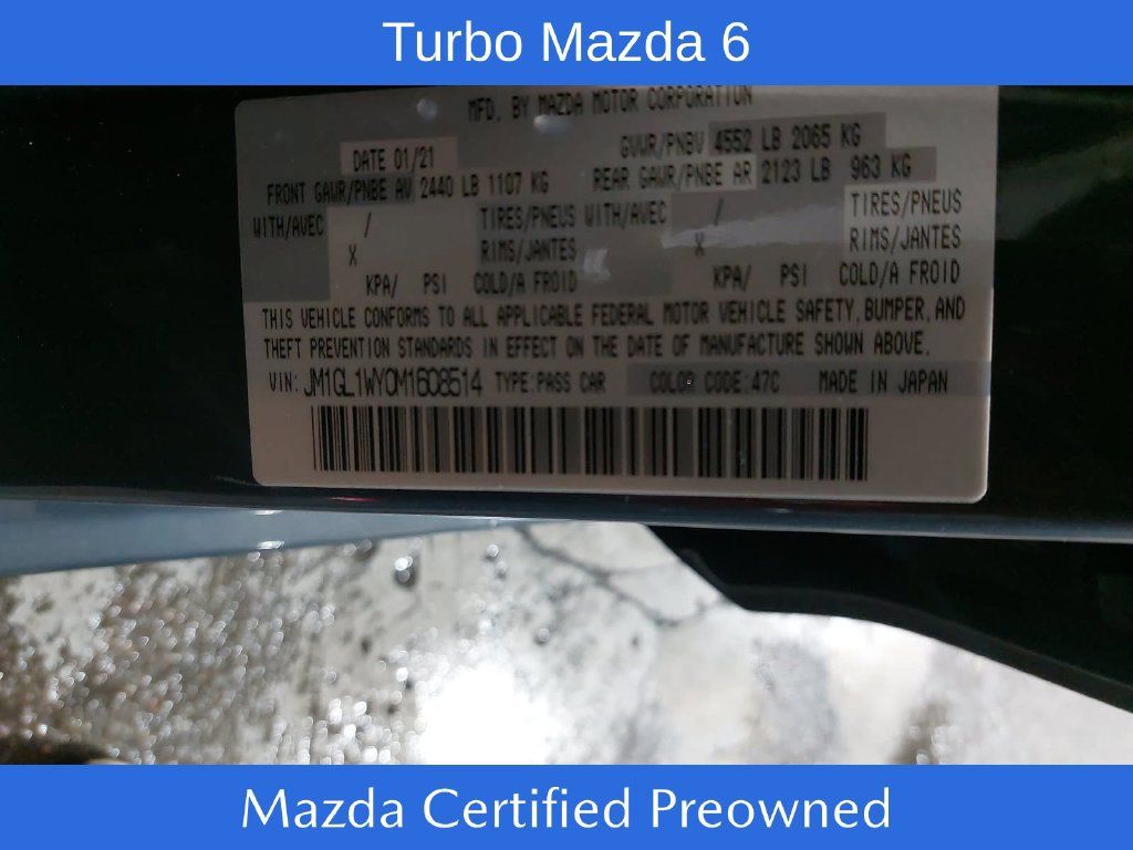 Certified 2021 MAZDA MAZDA6 Carbon Edition FWD image 34