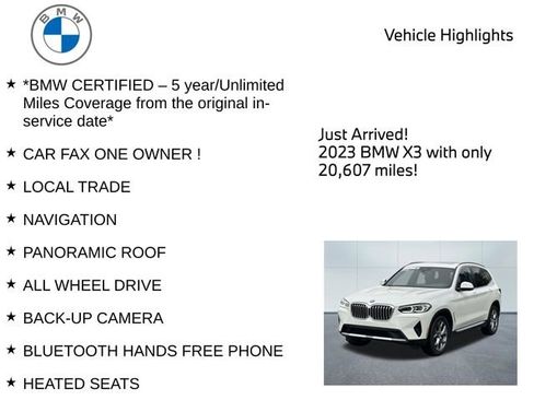 Certified 2023 BMW X3 xDrive30i w/ Premium Package w/ZPA image 10