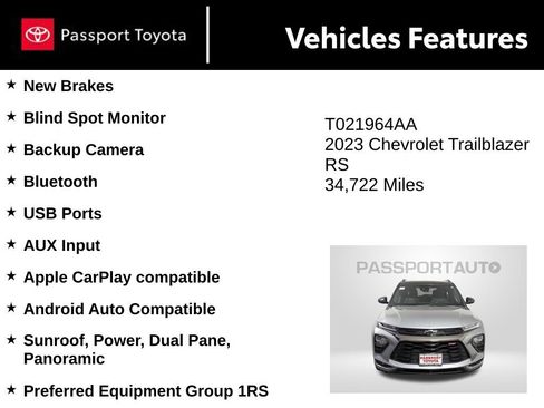 Used 2023 Chevrolet TrailBlazer RS w/ Sun and Liftgate Package FWD image 10