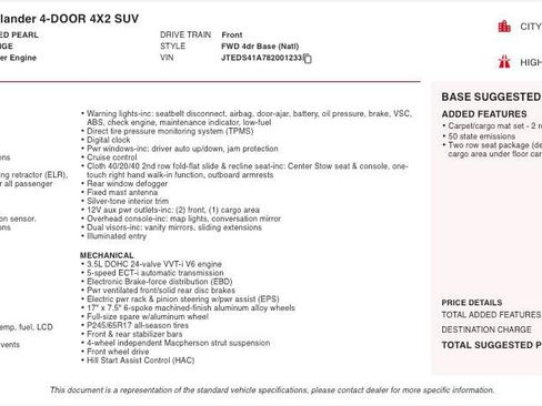 Used 2008 Toyota Highlander 2WD image 2