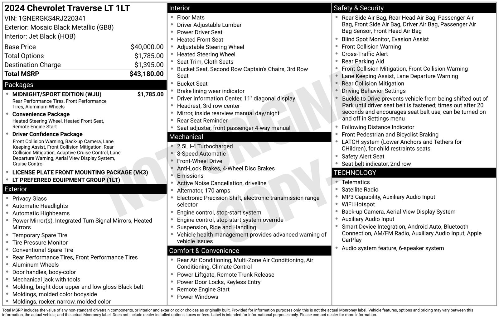 Used 2024 Chevrolet Traverse LT w/ Midnight/Sport Edition FWD image 28