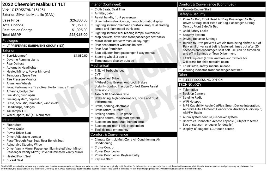 Used 2022 Chevrolet Malibu LT FWD image 34