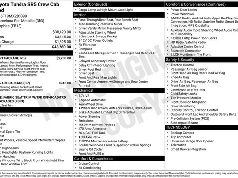 Used 2021 Toyota Tundra SR5 w/ TRD Sport Package RWD image 6