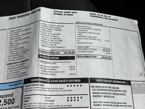 Used 2020 Chevrolet Traverse RS w/ LPO, Floor Liner Package image 44