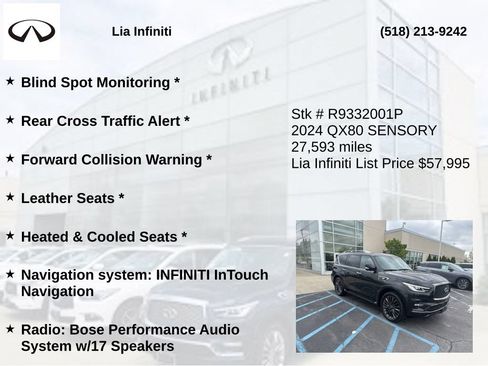 Certified 2024 INFINITI QX80 Sensory AWD/4WD image 20