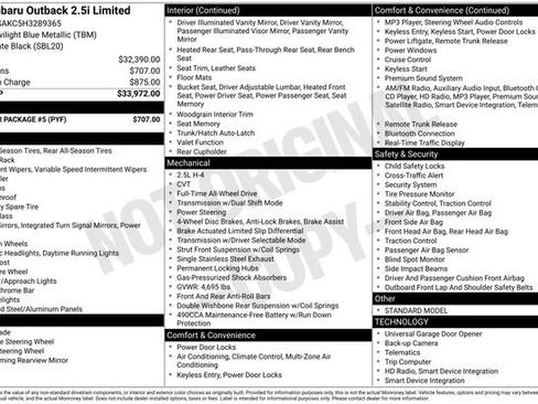 Used 2017 Subaru Outback 2.5i Limited w/ Popular Package #5 image 2