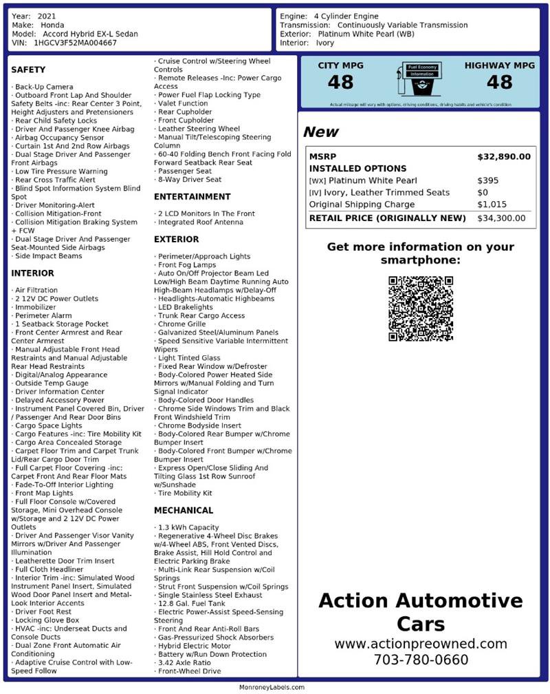 Used 2021 Honda Accord EX-L image 2