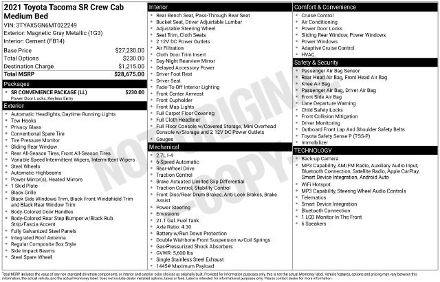 Used 2021 Toyota Tacoma SR w/ SR Convenience Package RWD image 6