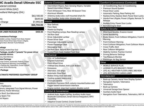 New 2026 GMC Acadia Denali Ultimate w/ LPO, Floor Liner Package FWD image 16