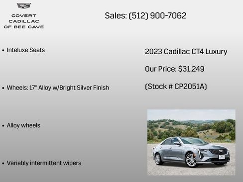 Certified 2023 Cadillac CT4 Luxury w/ Sun And Sound Package RWD image 32