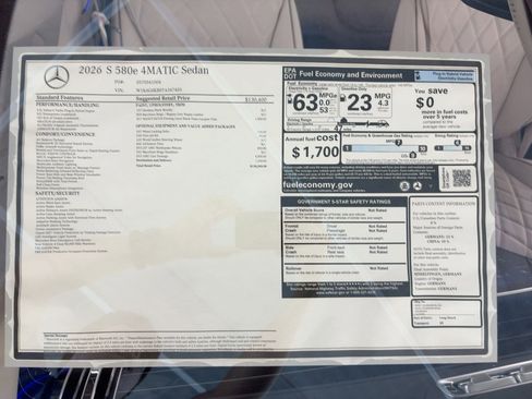 New 2026 Mercedes-Benz S 580e 4MATIC Sedan image 29