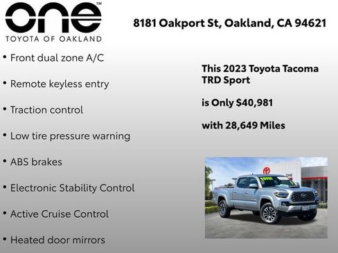 Certified 2023 Toyota Tacoma TRD Sport w/ TRD Premium Sport Package AWD/4WD image 6