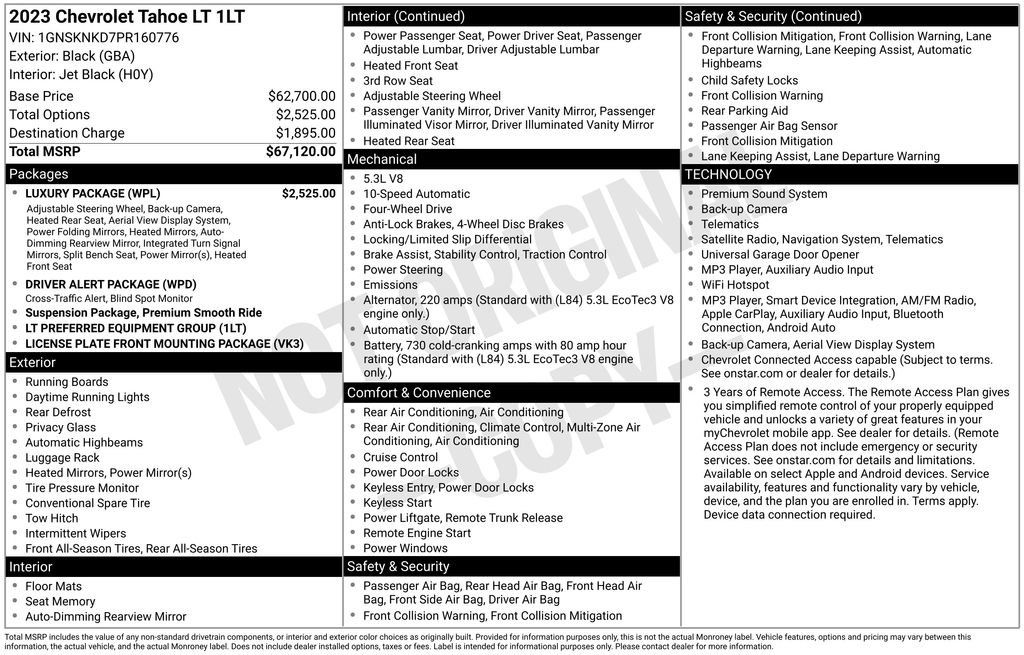 Used 2023 Chevrolet Tahoe LT w/ Luxury Package AWD/4WD image 46