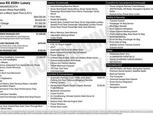Used 2024 Lexus RX 450h AWD w/ Convenience Package image 3