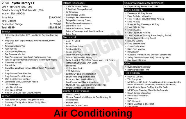 Used 2026 Toyota Camry LE FWD image 18