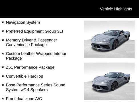 Certified 2024 Chevrolet Corvette Stingray Premium Conv w/ Z51 Performance Package RWD image 14