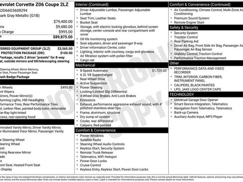 Used 2016 Chevrolet Corvette Z06 w/ 2LZ Preferred Equipment Group image 10