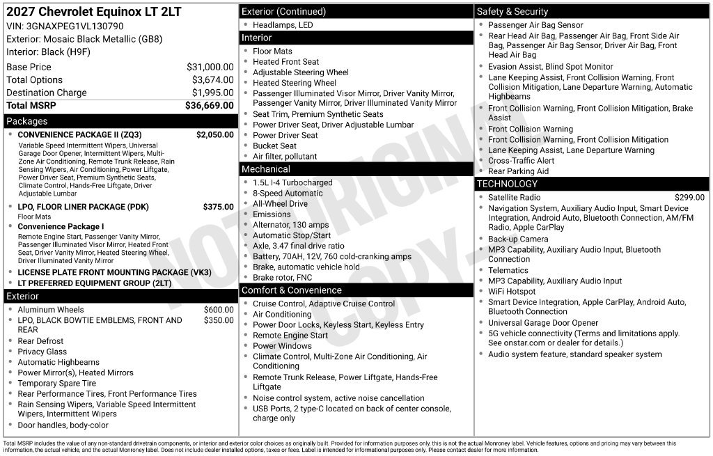 New 2027 Chevrolet Equinox LT w/ Convenience Package II AWD/4WD image 27