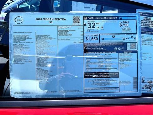 New 2026 Nissan Sentra SR w/ Floor Mat Package FWD image 13