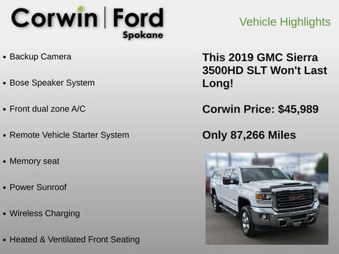 Used 2019 GMC Sierra 3500 SLT w/ Duramax Plus Package AWD/4WD image 6