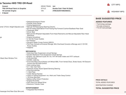 Used 2019 Toyota Tacoma TRD Off-Road w/ Technology Package image 3