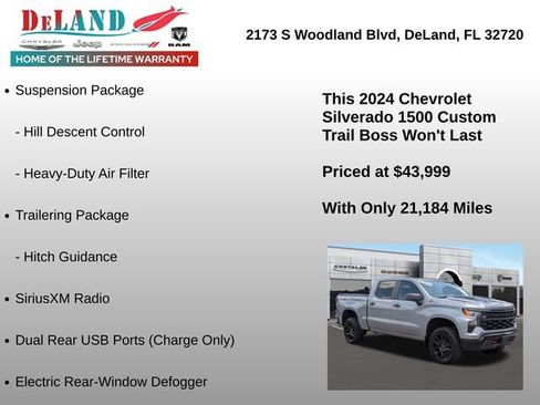Used 2024 Chevrolet Silverado 1500 Custom Trail Boss w/ LPO, Dark Essentials Package AWD/4WD image 30